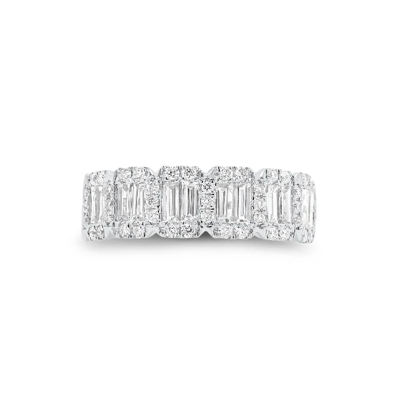 Emerald-Cut Diamond Halo Illusion Wedding Band