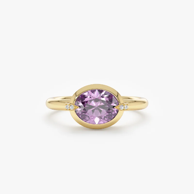 Amethyst and Claw Diamond Accent Ring, Xiomara