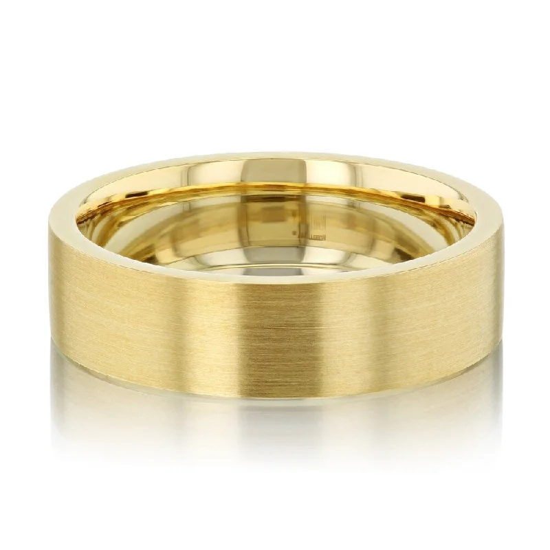 Annello by Kobelli 14k Gold 6mm Solid Gold Satin Finish Comfort Fit Wedding Band.