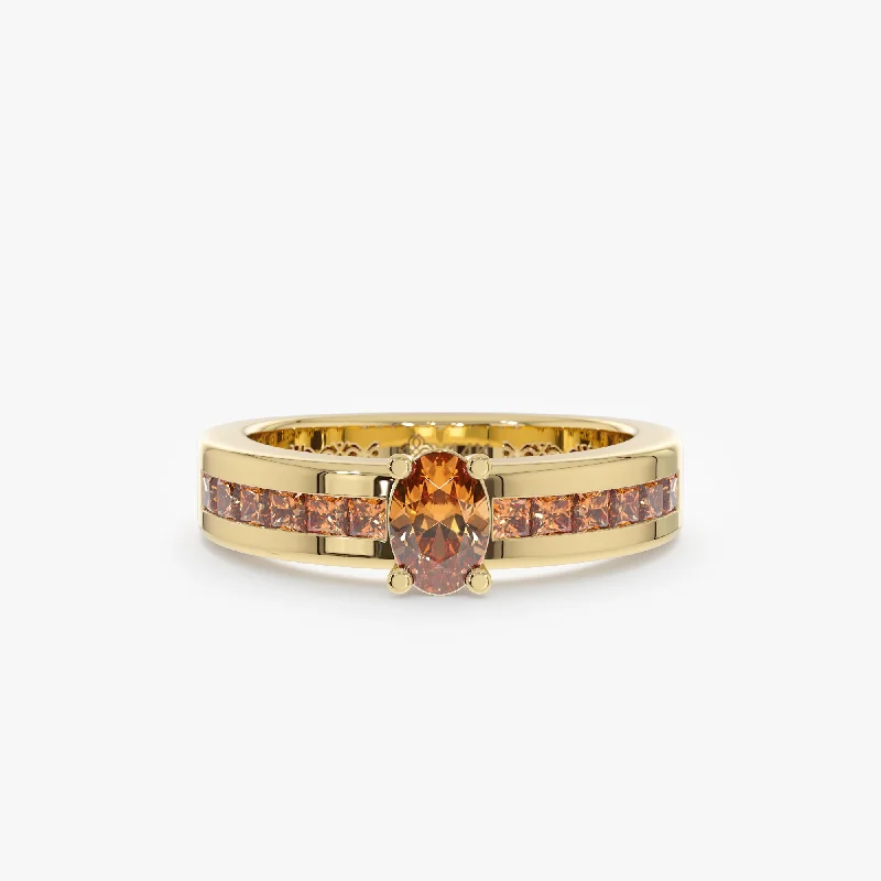 Art Deco Citrine Engagement Ring, Cyid