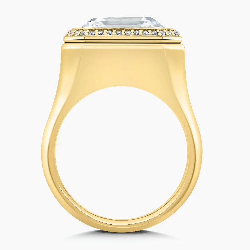 Asscher Cut Diamond Yellow Gold Ring