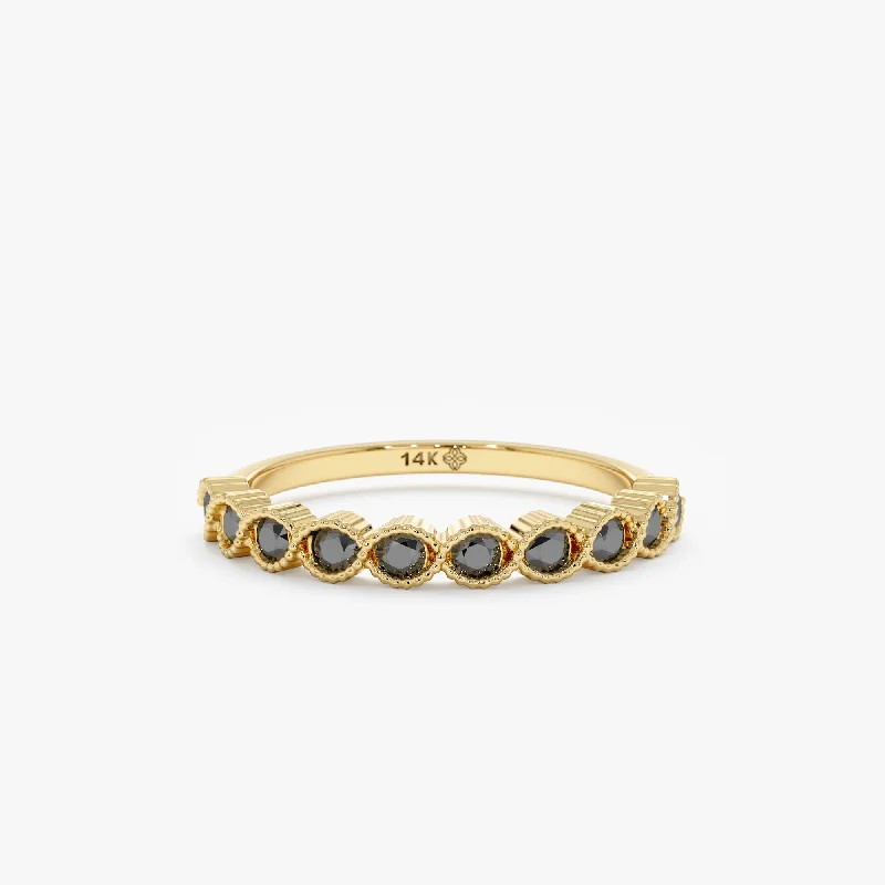 Black Diamond Half Eternity Ring, Coco