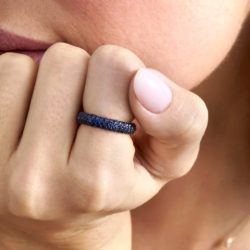 Blue Sapphire Dome Eternity Ring, Gem