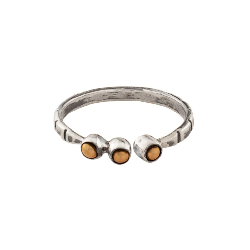 Bronze Bead Souffle Ring - 3 Bead with Notches