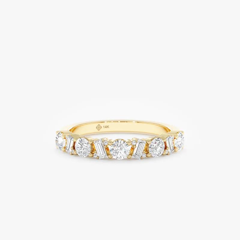 Cluster Set Round and Baguette Diamond Ring, Mesa