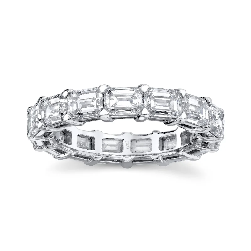 East West Emerald Cut Diamonds Eternity Band in Platinum