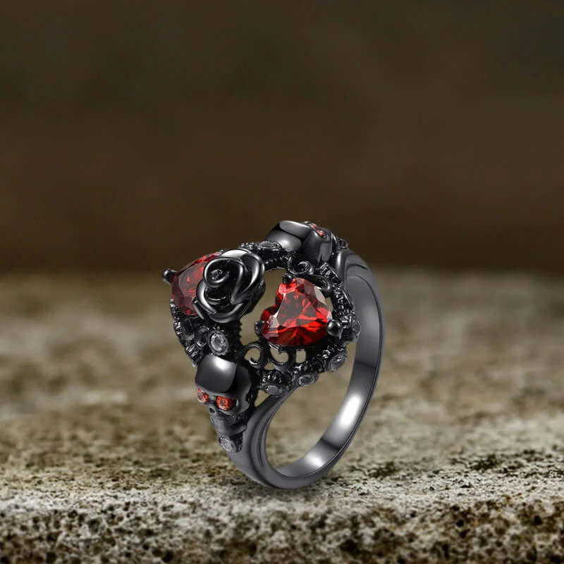 Dark Skull Zircon Brass Gothic Ring