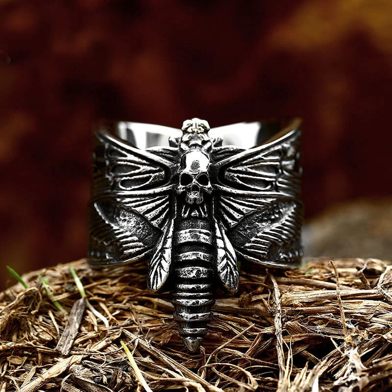 Death Head Moth Stainless Steel Skull Ring