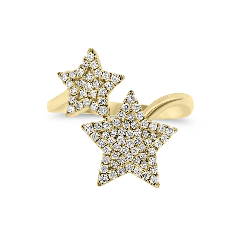 Diamond Double Star Open Ring