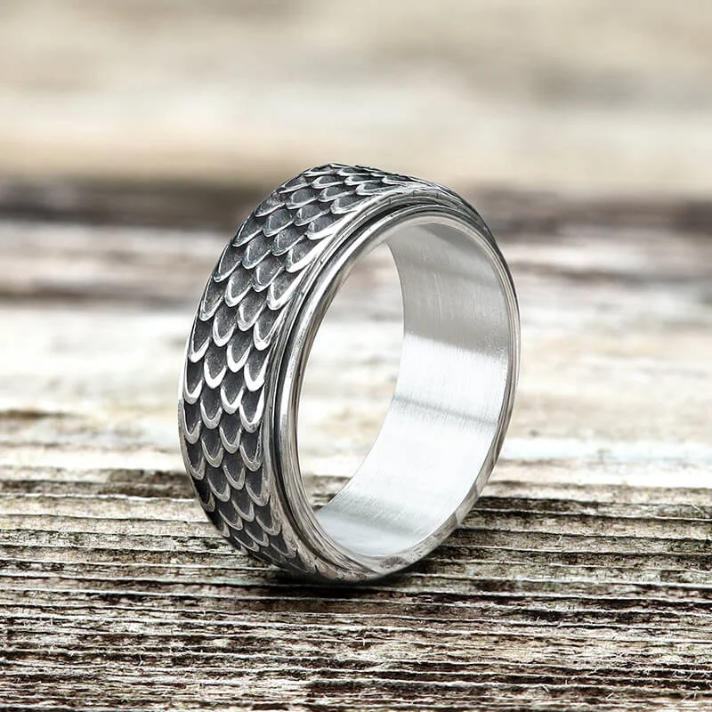 Dragon Scale Stainless Steel Spinner Ring