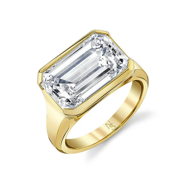 East-West Emerald-cut Diamond Ring