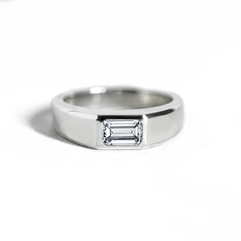 Emerald-Cut Diamond Signet Ring