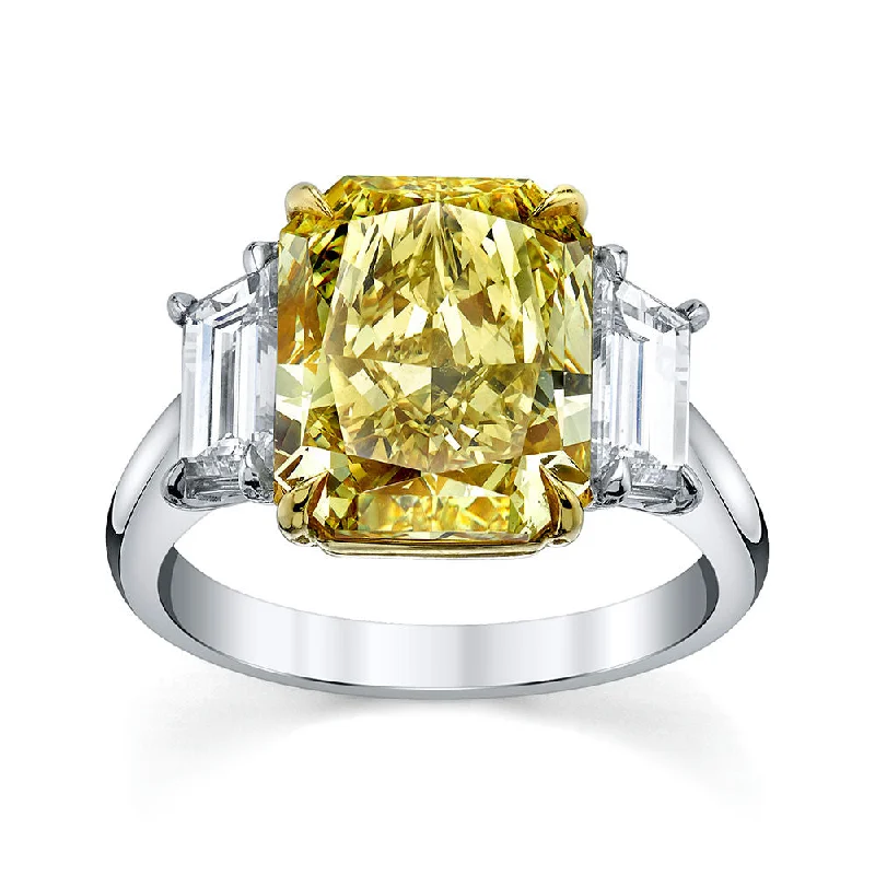 Fancy Intense Yellow Radiant Cut Diamond Ring