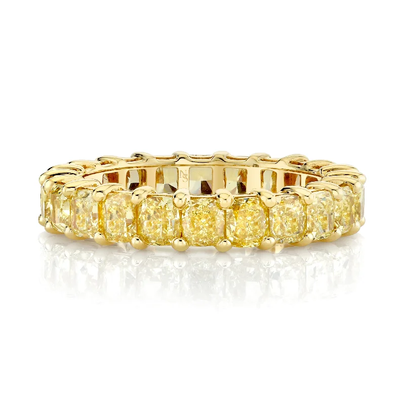 Fancy Vivid Yellow Cushion Cut Diamond Eternity Band