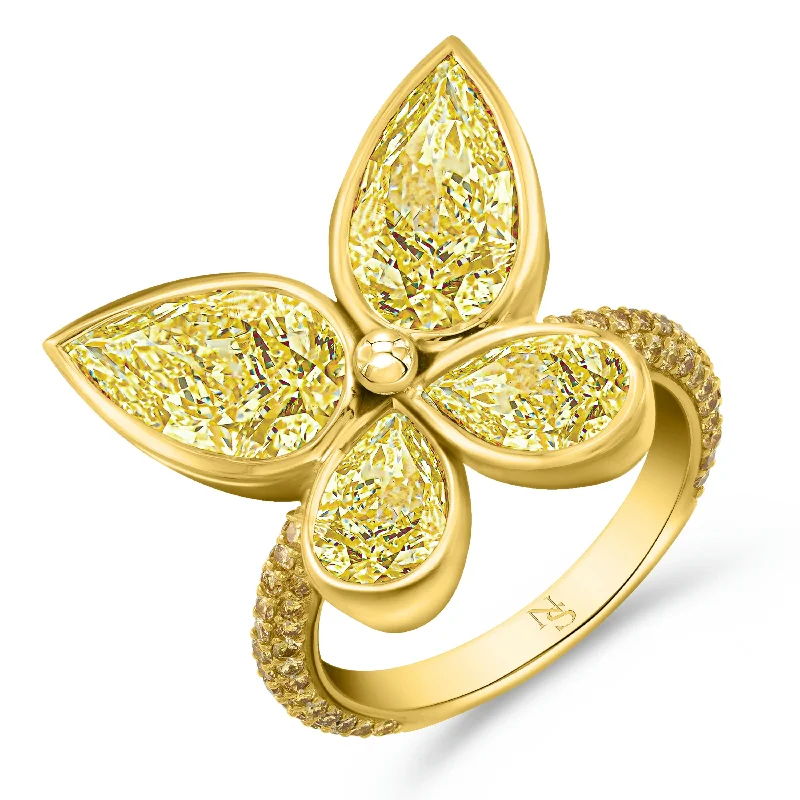 Fancy Yellow Diamond Butterfly Ring