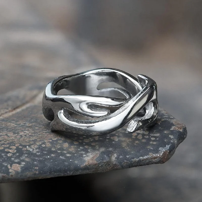 Flame Pattern Stainless Steel Ring