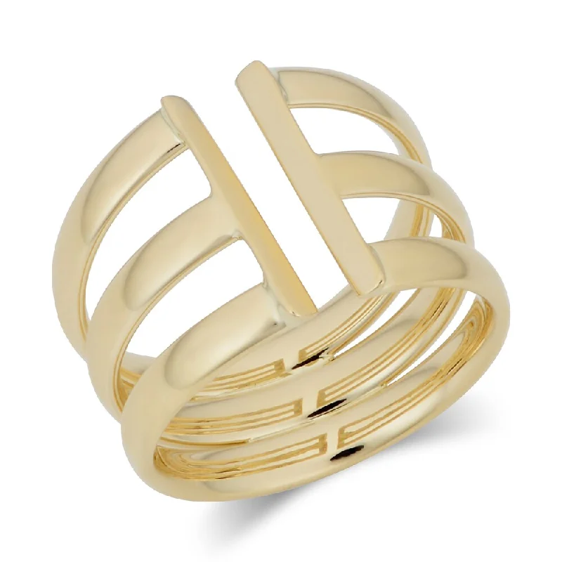 Fremada Italian 14k Yellow Gold Triple Open Band Ring