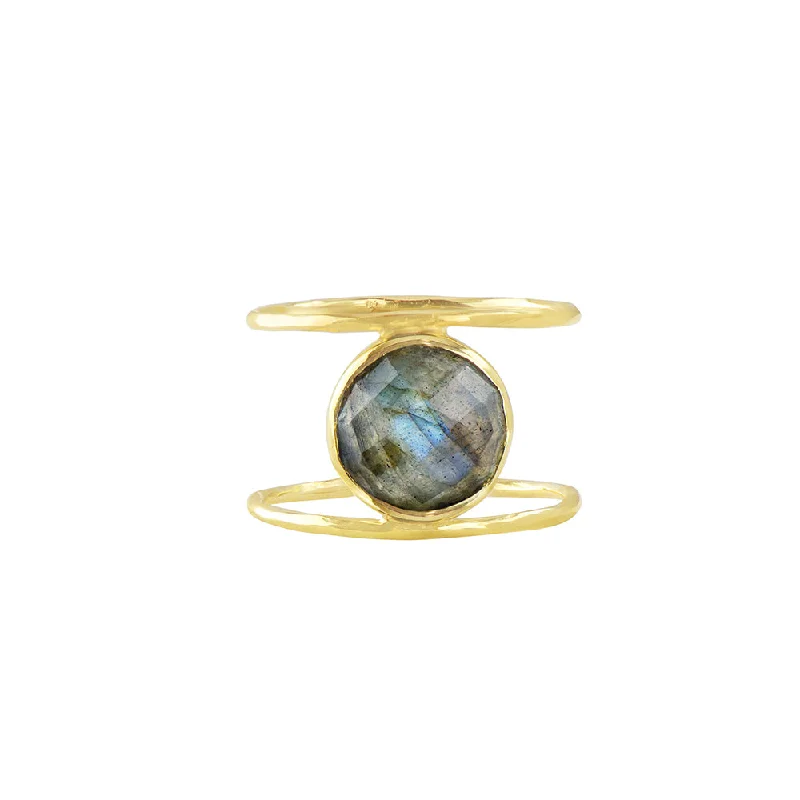 Labradorite Cage Ring in Gold