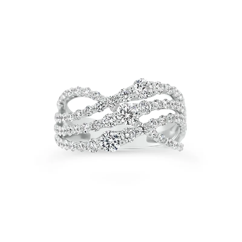 Graduated Diamonds Crossover Ring