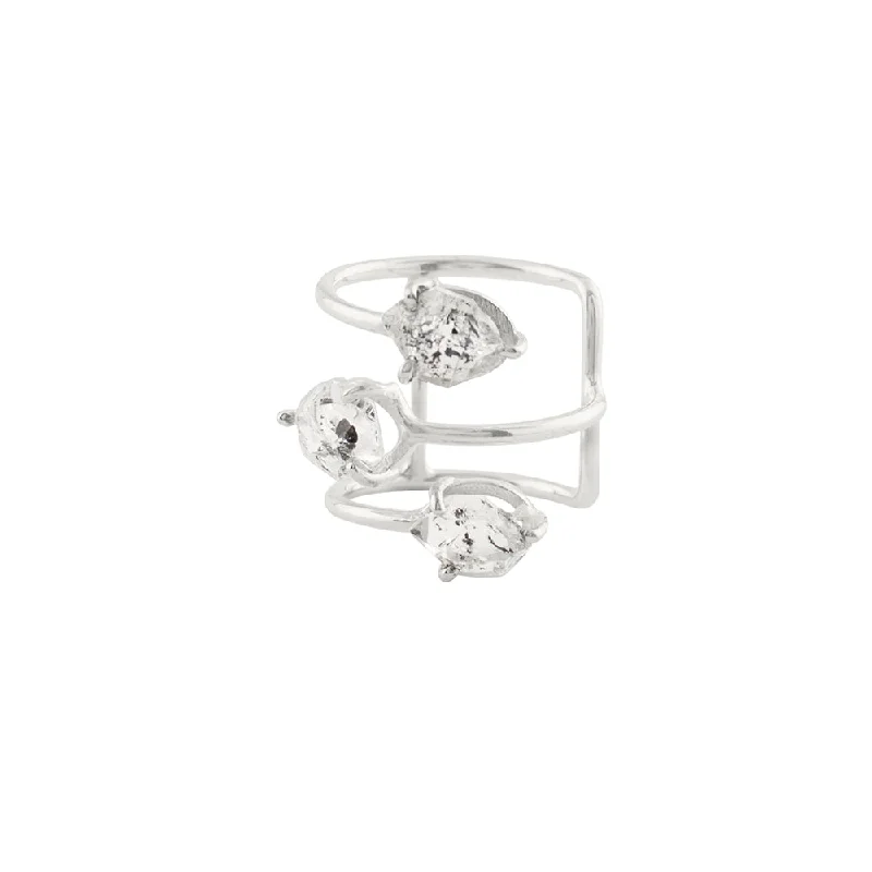 Herkimer Trio Cage Ring in Silver | Available to ship January 7, 2025