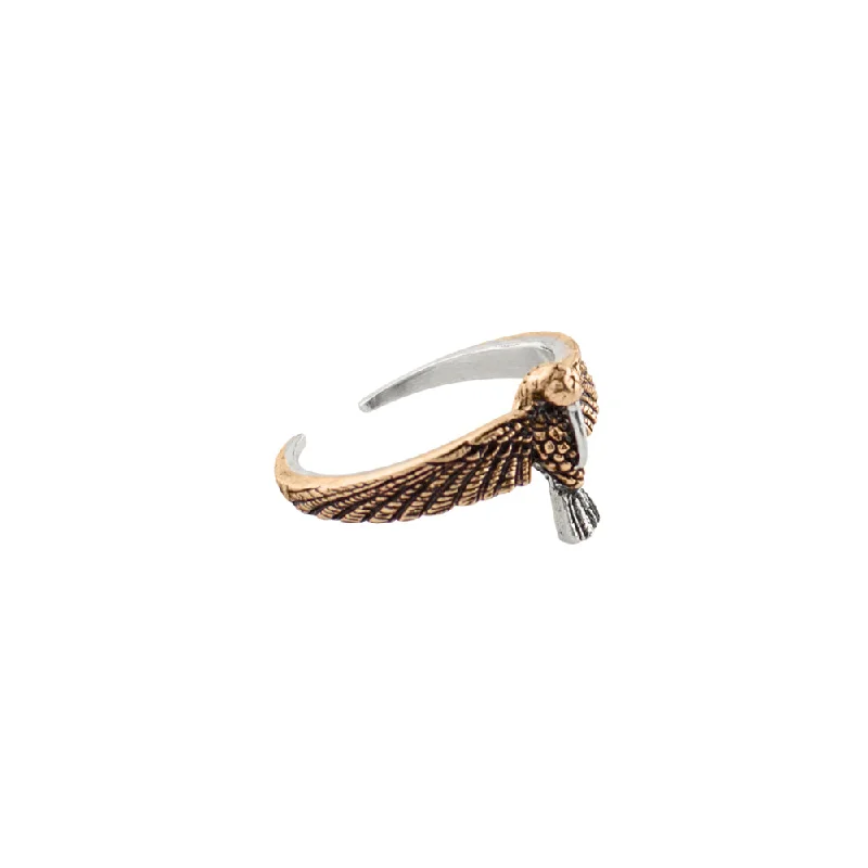 Hummingbird Ring in Bronze & Silver