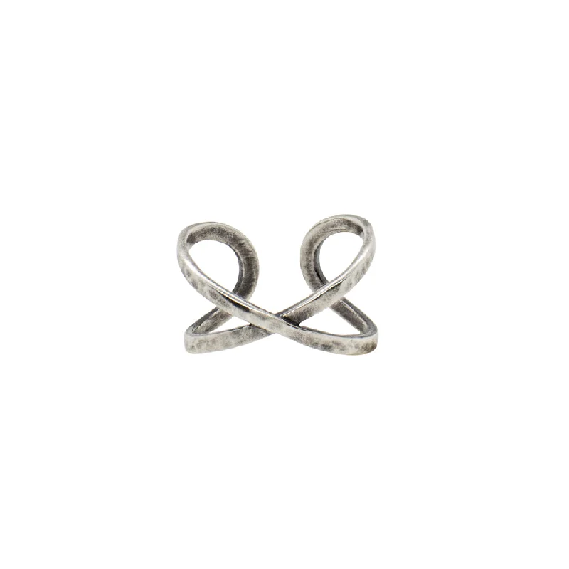 Infinity "X" Ring in Antiqued Silver