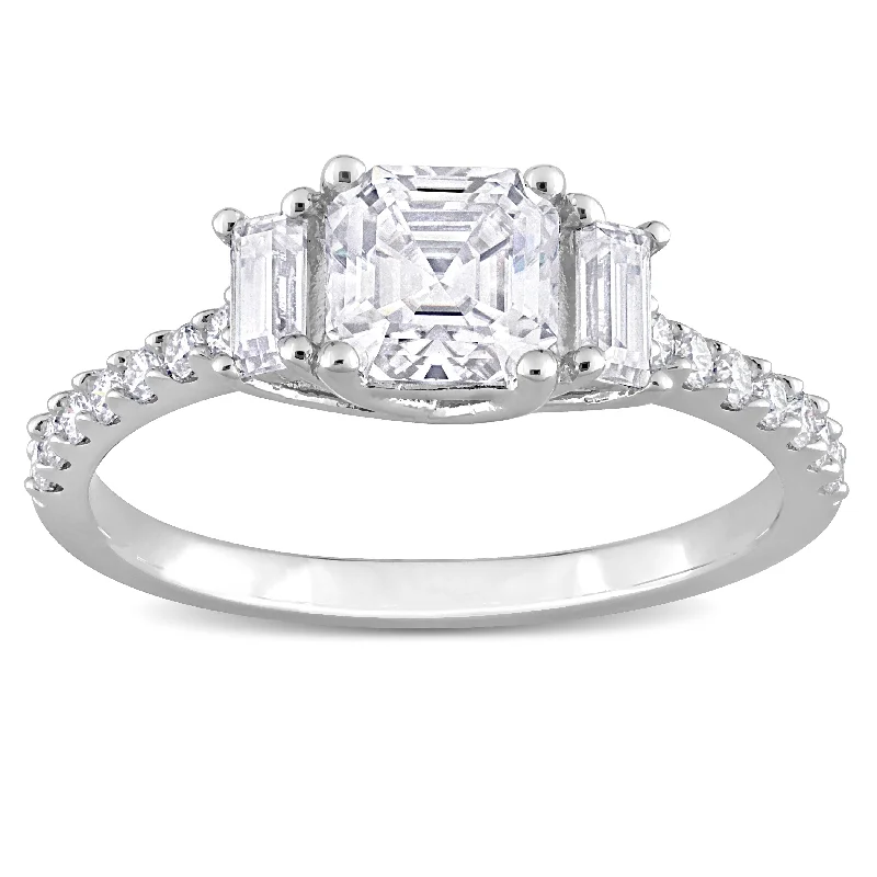 Miadora 1 1/3ct DEW Created Moissanite Three Stone Ring in Sterling Silver