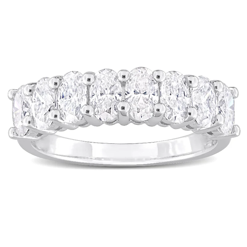 Miadora 1 5/8ct TDW Oval-cut Created Moissanite Anniversary Band in Sterling Silver