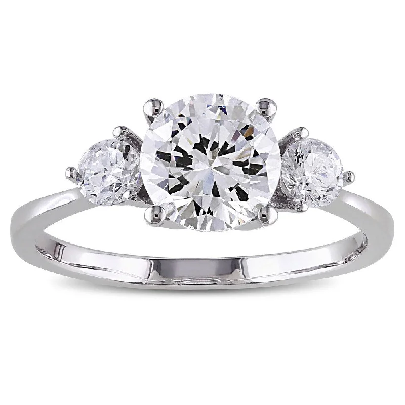 Miadora Sterling Silver Round-cut Prong-set Cubic Zirconia Engagement Ring