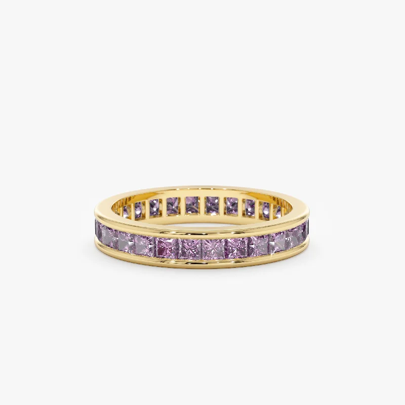 Natural Amethyst Eternity Ring, River