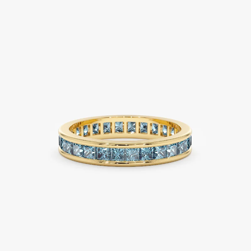 Natural Blue Topaz Eternity Ring, River