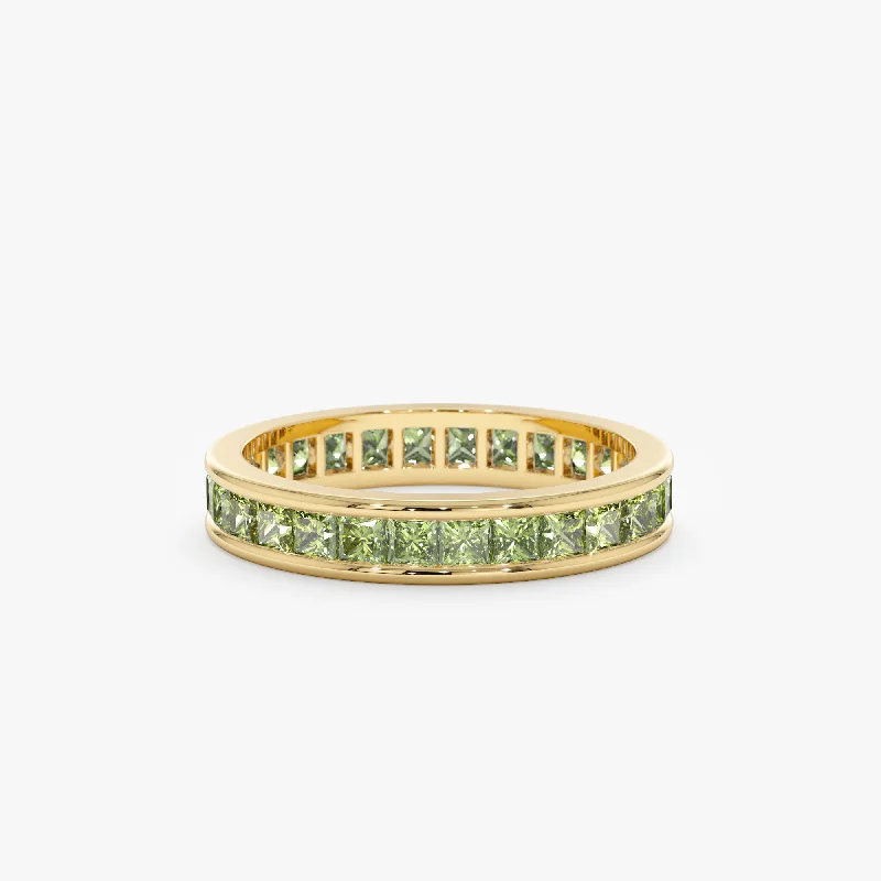 Natural Peridot Eternity Ring, River