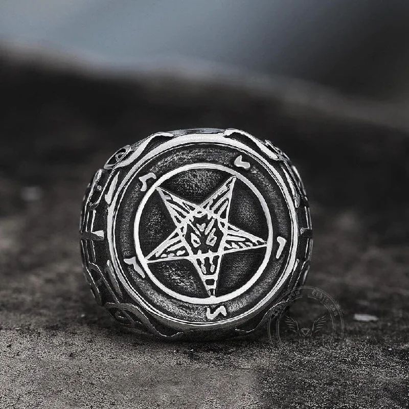 Sigil of Baphomet Stainless Steel Satan Ring