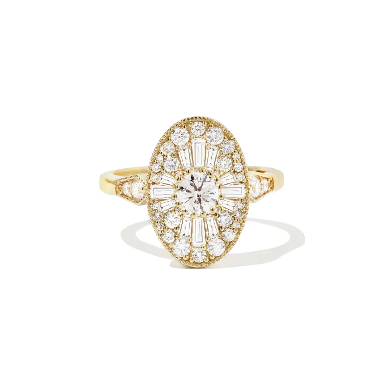 Oval Shape Ballerina Round Diamond Mosaic Ring