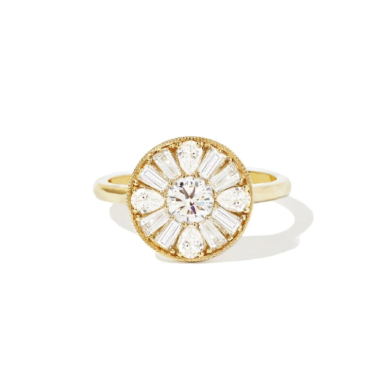 Pear & Round Brilliant Cut Diamond Mosaic Ring