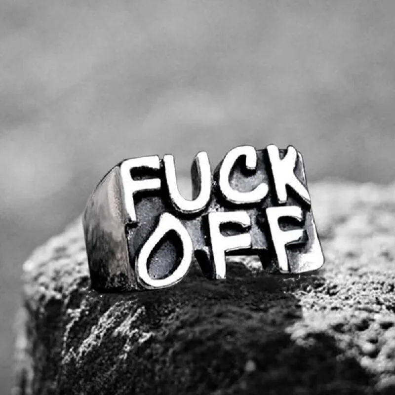 Retro FUCK OFF Stainless Steel Ring