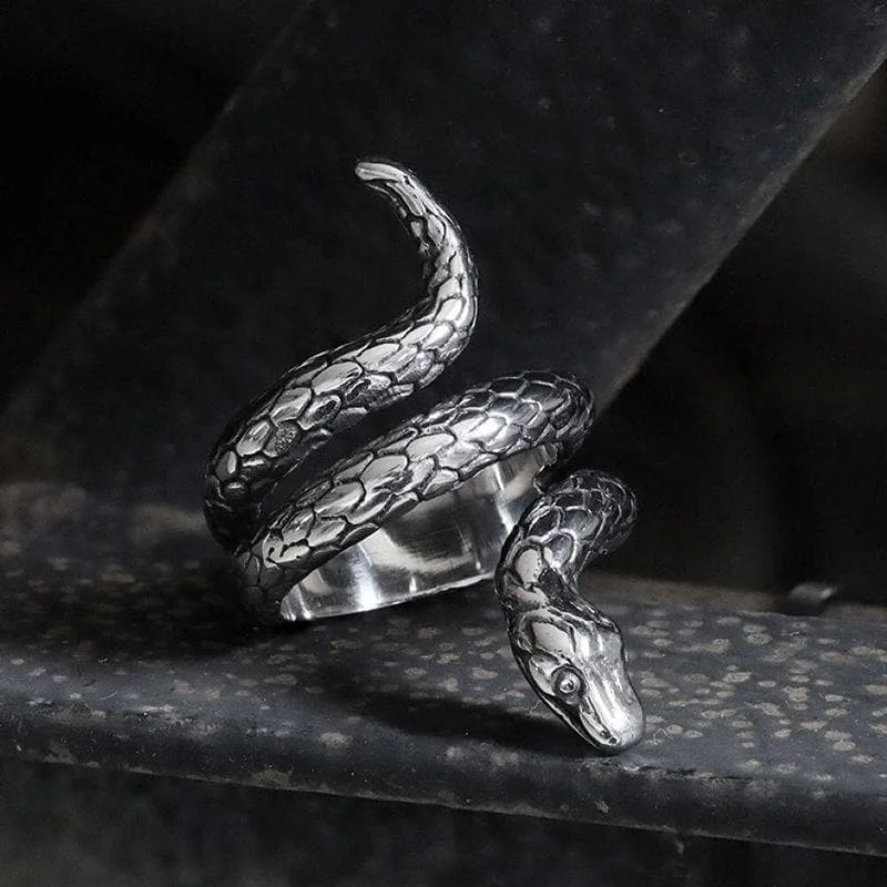 Retro Punk Winding Snake Cobra Stainless Steel Ring