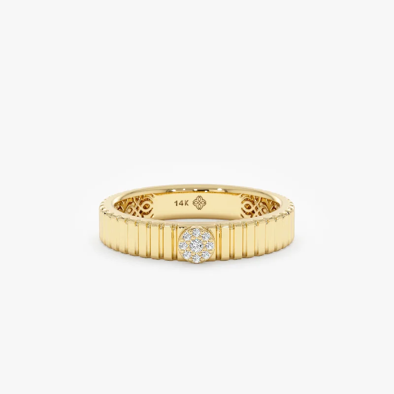 Ridged Solid Gold Diamond Ring, Georgia