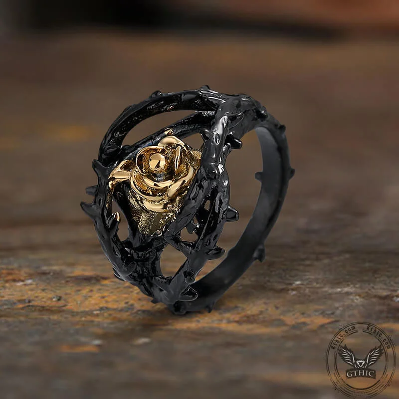 Rose Thorns Stainless Steel Gothic Ring