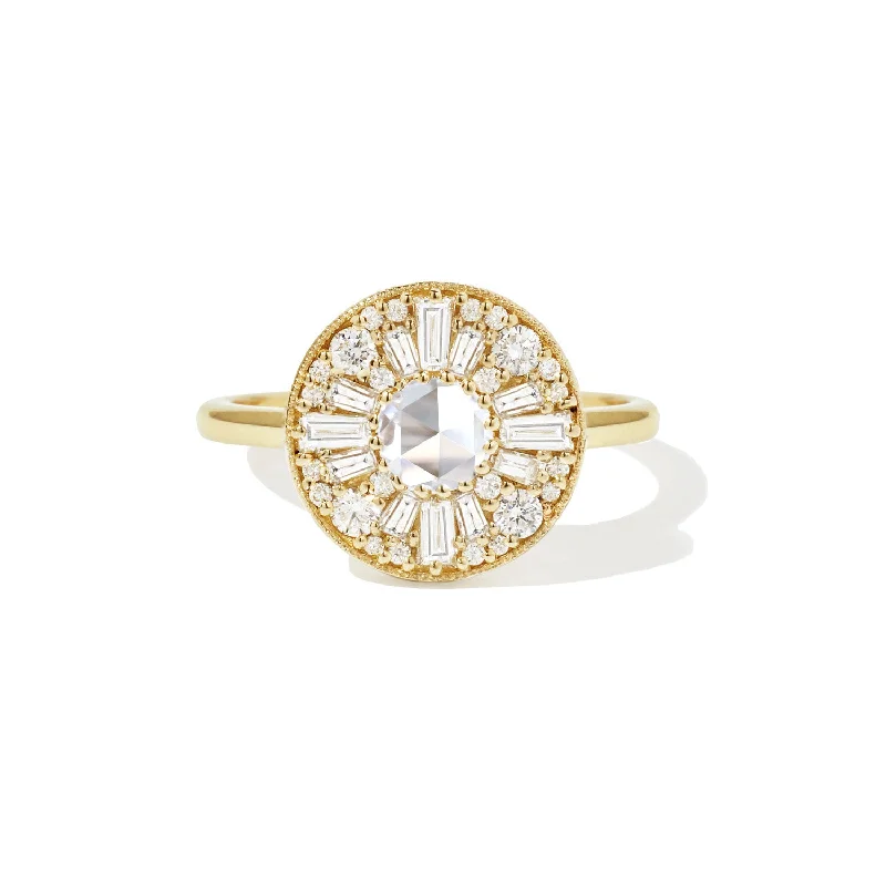 Round Shape Rose Cut Diamond Mosaic Ring