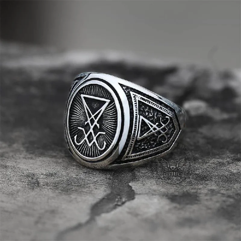 GTHIC Sigil Of Lucifer Stainless Steel Ring