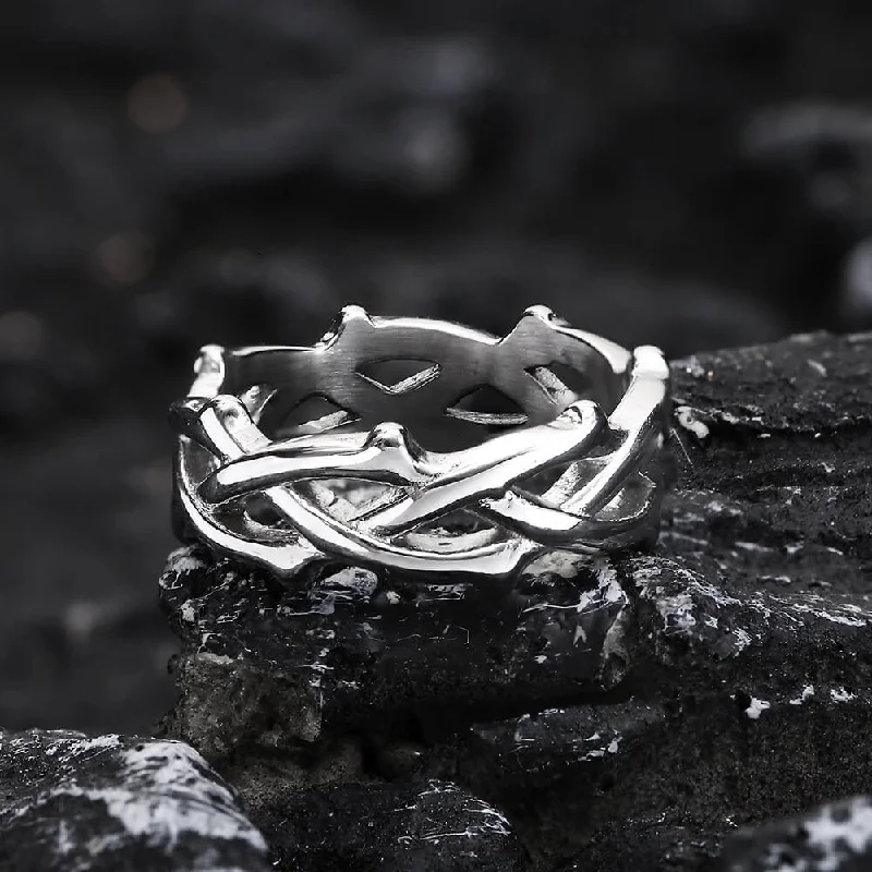 Thorn Vine Braided Stainless Steel Ring