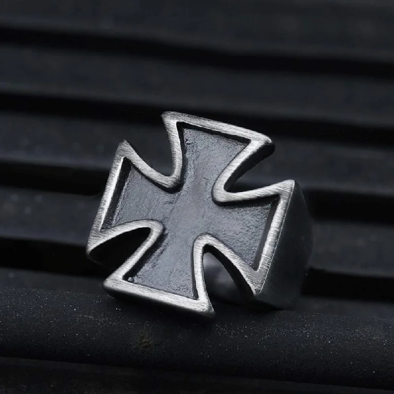 Vintage Iron Cross Stainless Steel Ring