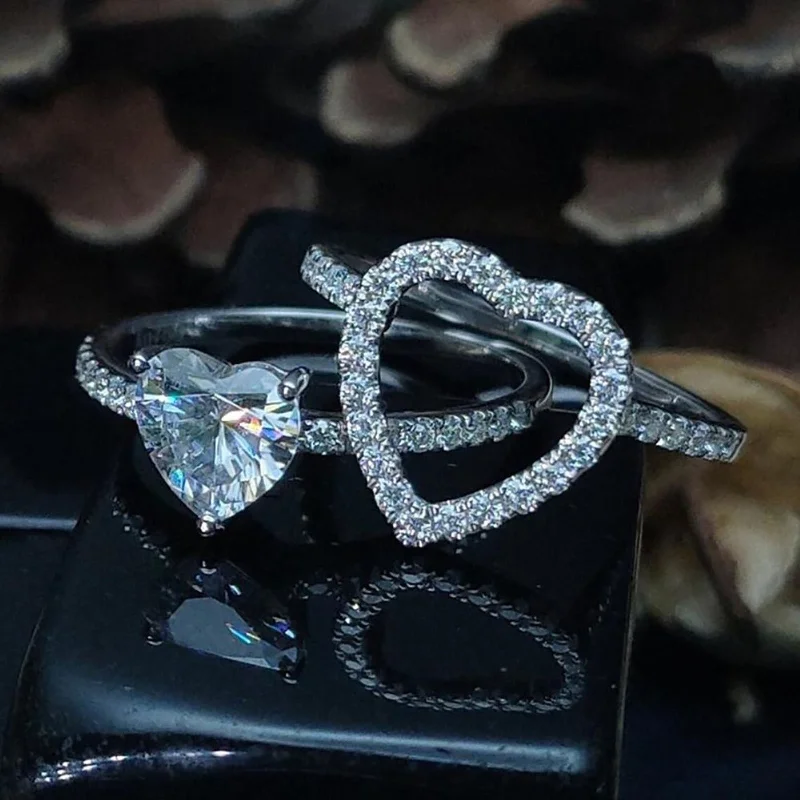 Wholesale Alloy Diamond Heart Love Versatile Ring