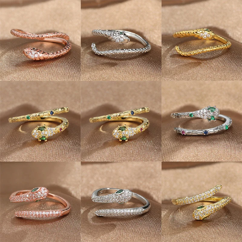 Wholesale Copper Diamond Serpentine Open Ring