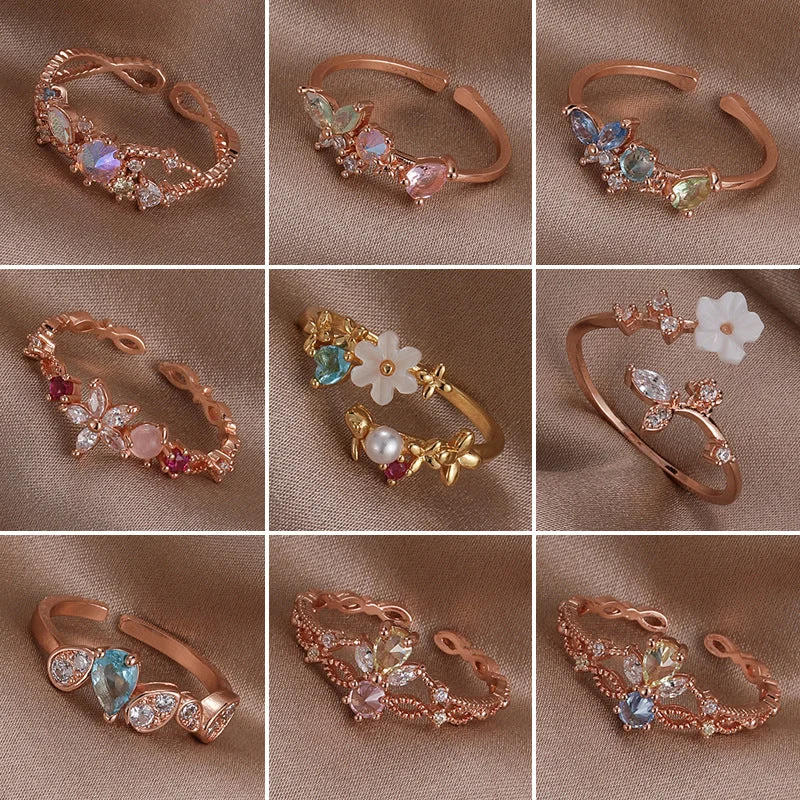 Wholesale Copper Shell Flower Open Ring