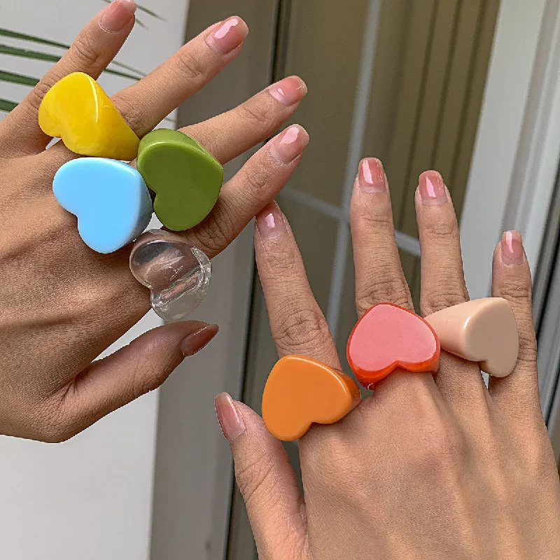 Wholesale Hearts Acrylic Rings